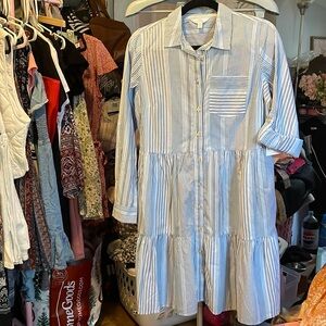 Time And Tru Shirt Dress Blue/white Stripes LS